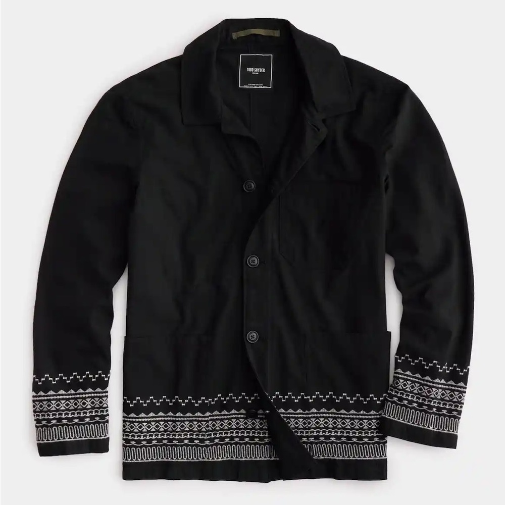 Todd Snyder Black Embroidered Chore Coat - Picture 1 of 5